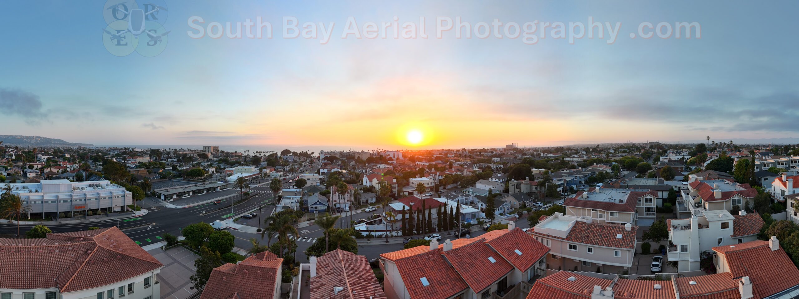 Redondo Beach Aerial Drone Sunset Panorama Redondo Beach Aerial Drone Sunset Panorama