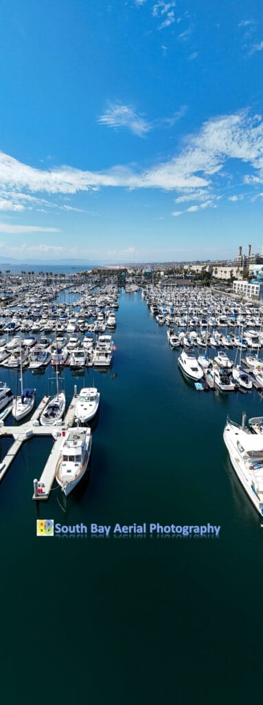 Redondo Beach, King Harbor Basin Aerial Panorama - Long S
