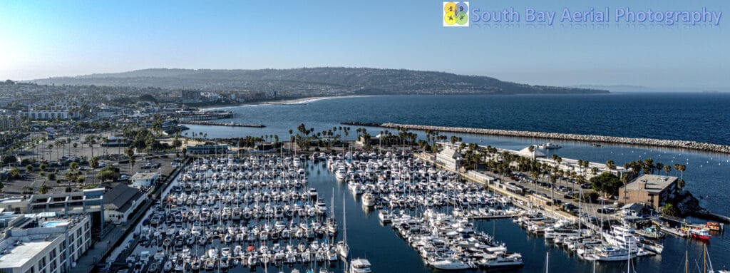 Redondo Beach, King Harbor Basin Aerial Panorama - Portofino Wide S