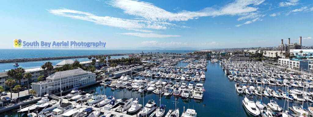 Redondo Beach, King Harbor Basin Aerial Panorama - Portofino Wide N
