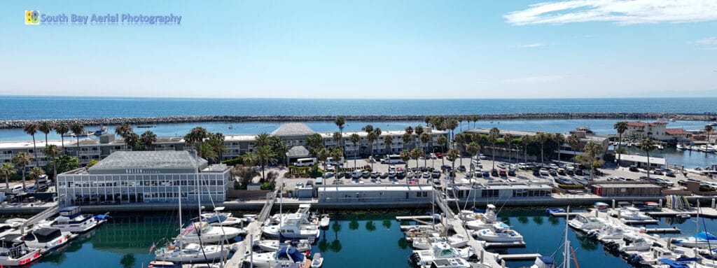Redondo Beach, King Harbor Basin Aerial Panorama - Wide W