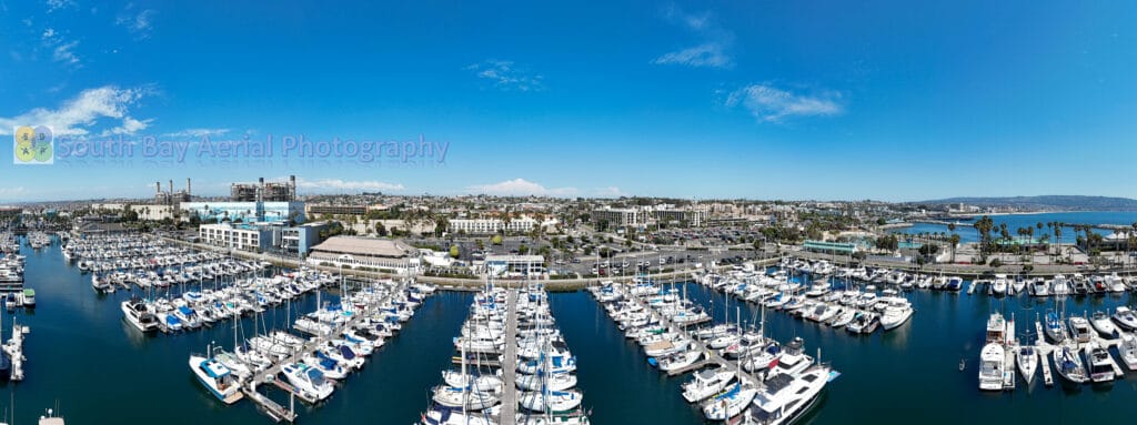 Redondo Beach, King Harbor Basin Aerial Panorama - 180 E